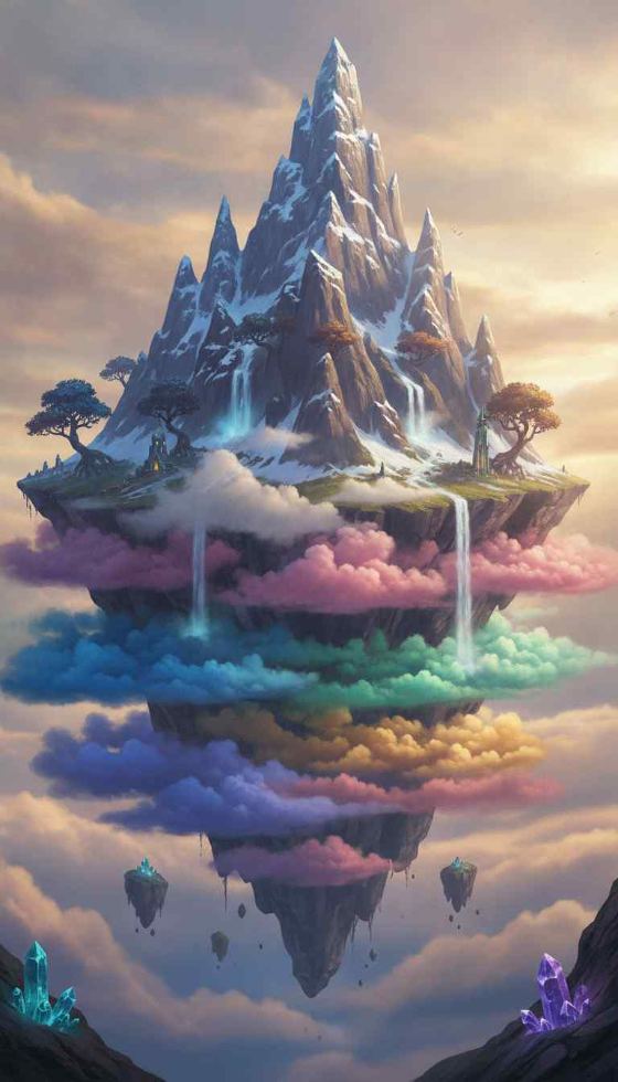 High peaks and layers of clouds